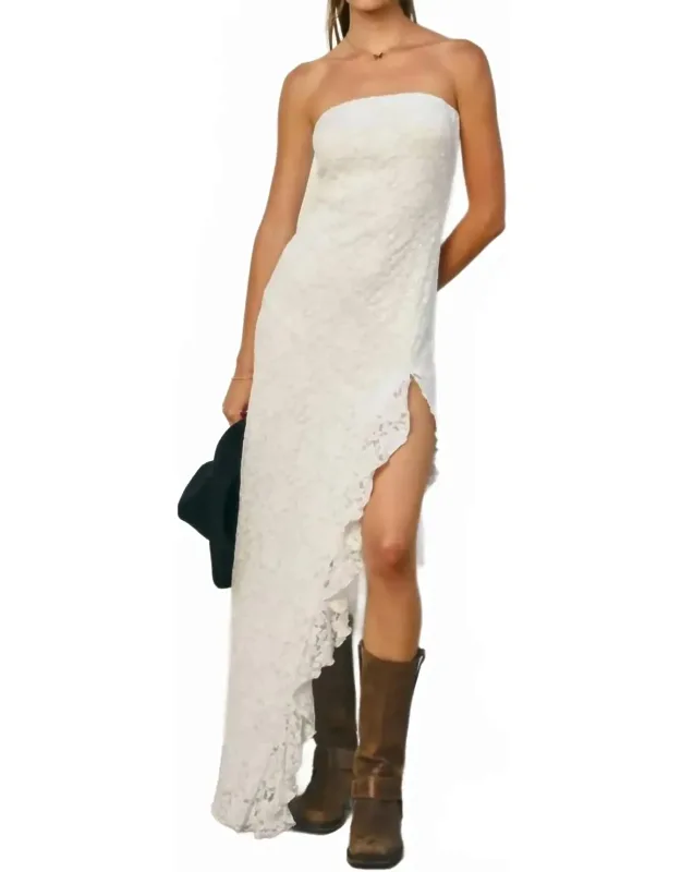 Whisper Strapless Ruffled Maxi Dress