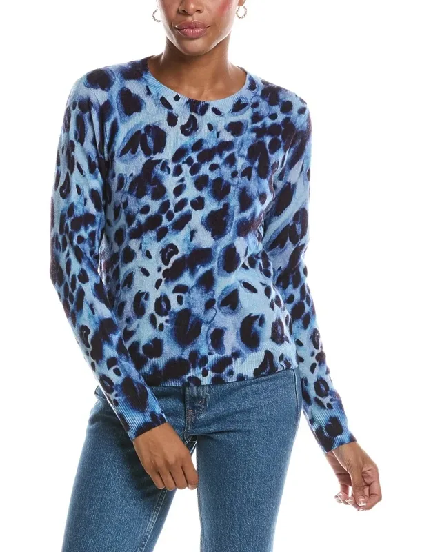 Watercolor Print Cheetah Crewneck Sweater