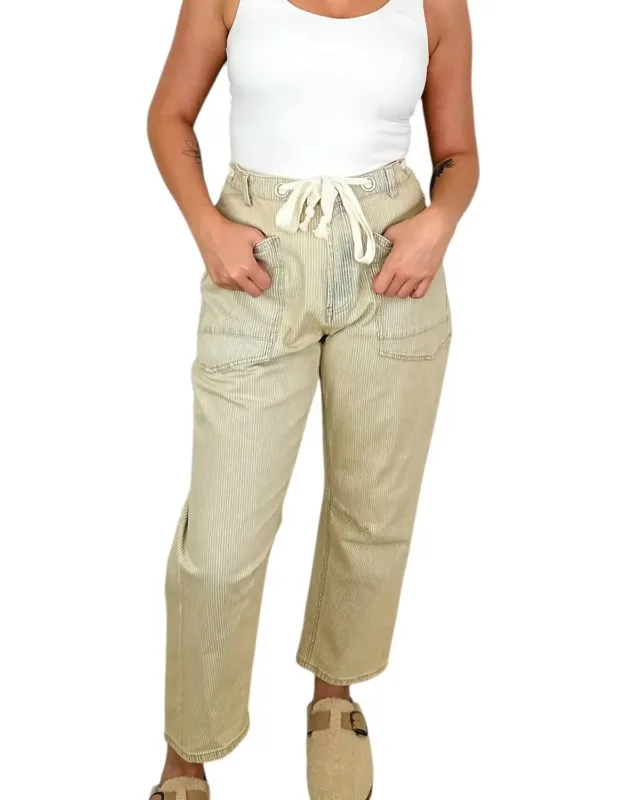 High-rise Cotton Blend Barrel Leg Pants