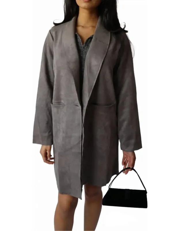 Single Button Faux Suede Blazer
