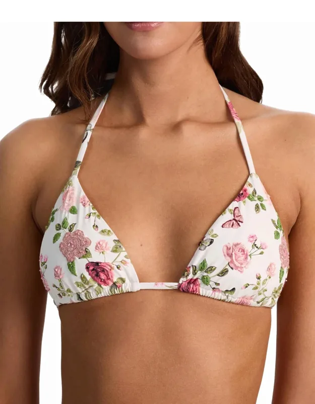 Embroidered Triangle Bikini Top