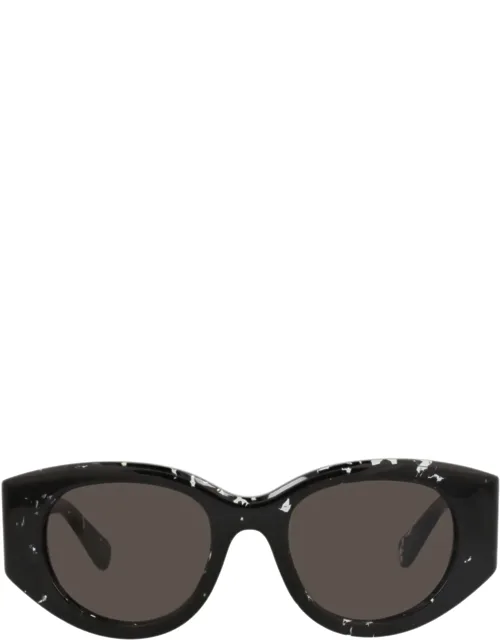 Round-frame Recycled Acetate Sunglasses With Saddle Nose Bridge And Non-polarized Lenses