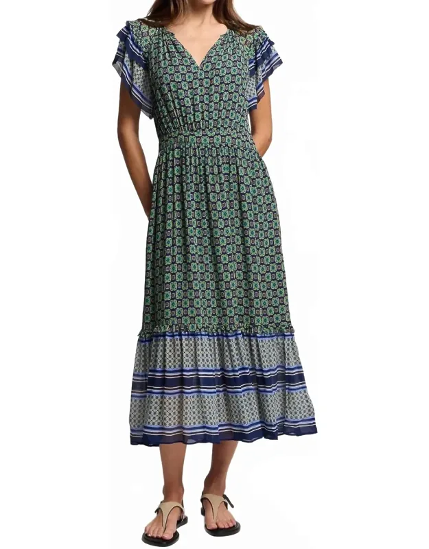 Ruffle Sleeve Midi Dress