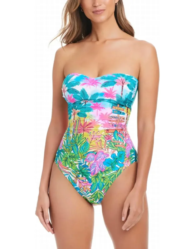St Tropez Shirred Bandeau One Piece Swimsuit