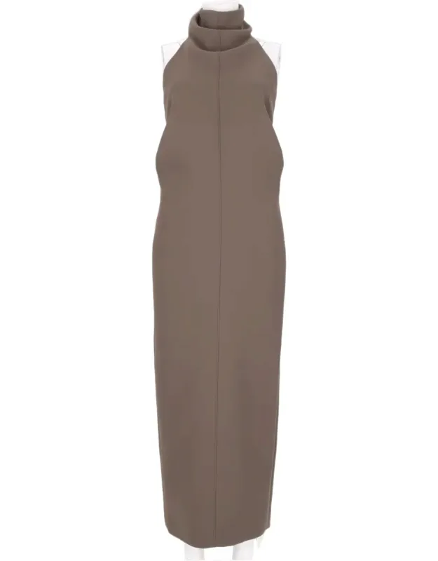 Sleeveless Midi Dress With V-cutout And Belt Detail