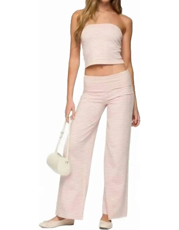 Striped Tube Top Pant Set