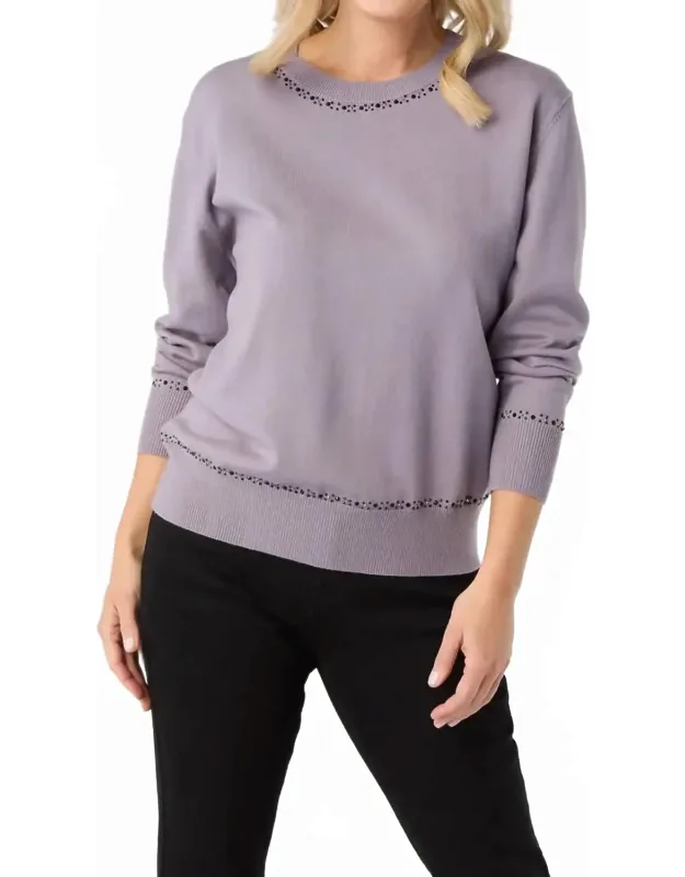 Button Back Sweater With Rhinestones
