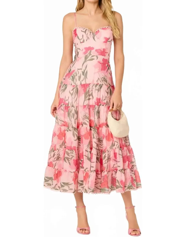 Scalloped Trim Tiered Dress
