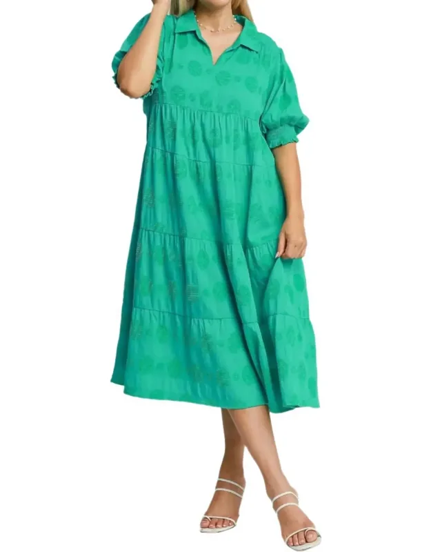 Jacquard Tiered Midi Dress
