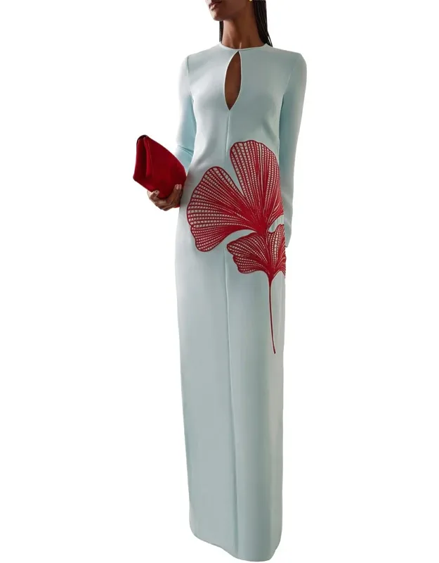 Maxi Dress - Light Blue, 95% Polyester, 5% Spandex