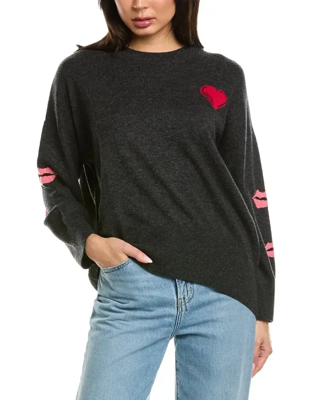 Kisses Crewneck Wool & Cashmere-blend Sweater