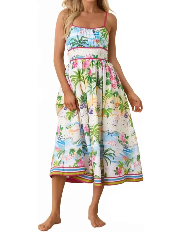Poolside Print Midi Dress