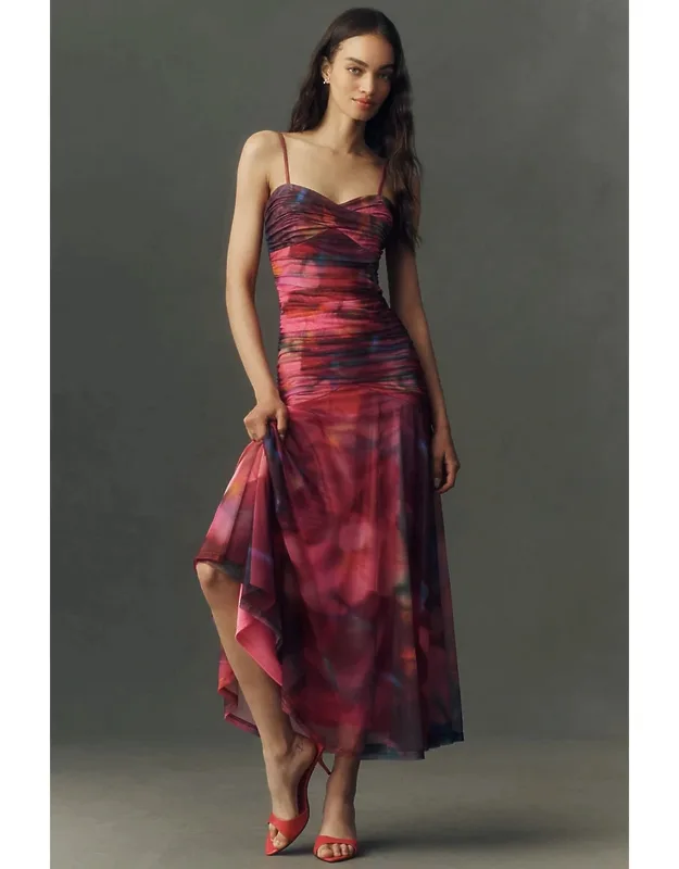 Drop-waist Mesh Maxi Dress
