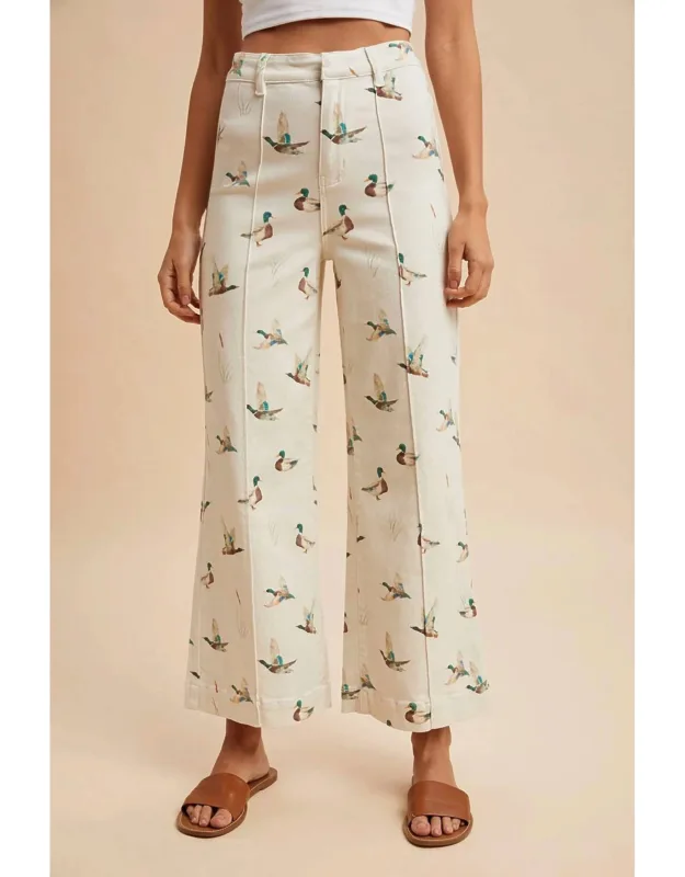 Daisy Duck Mallard Printed Wide Leg Jeans