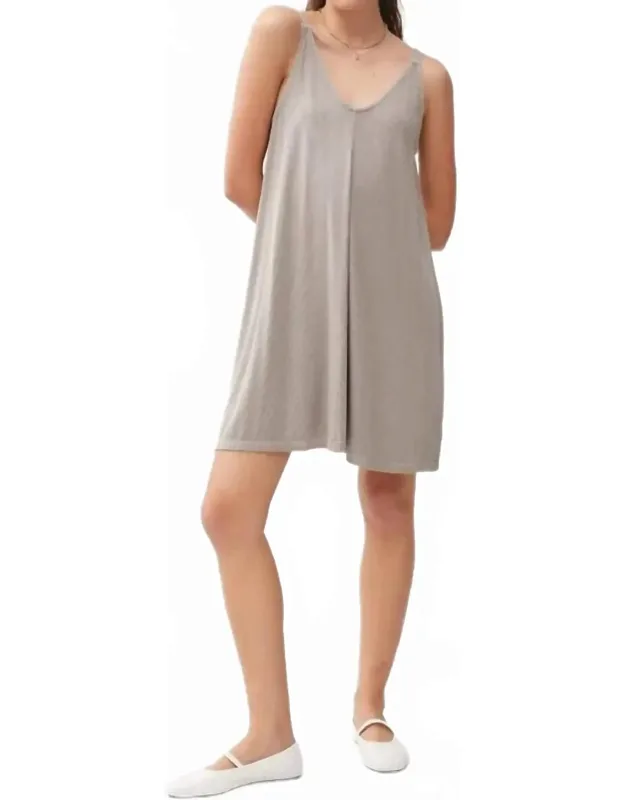 Ribbed V-neck Knit Mini Dress