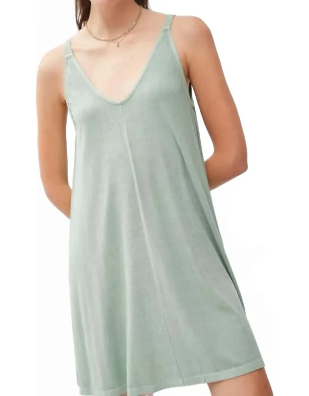 Ribbed V-neck Knit Mini Dress