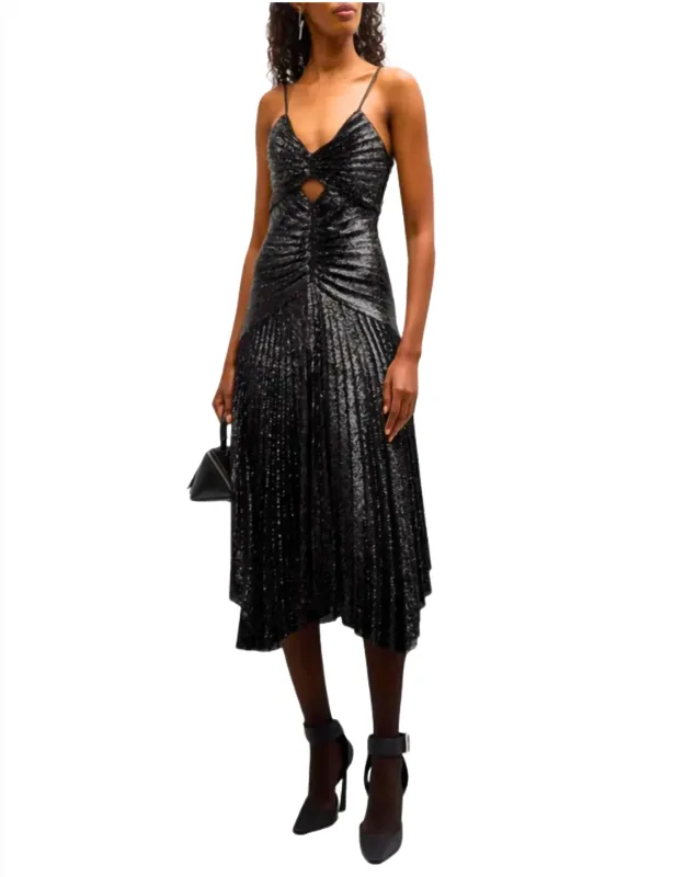 Sequined Keyhole Midi-dress