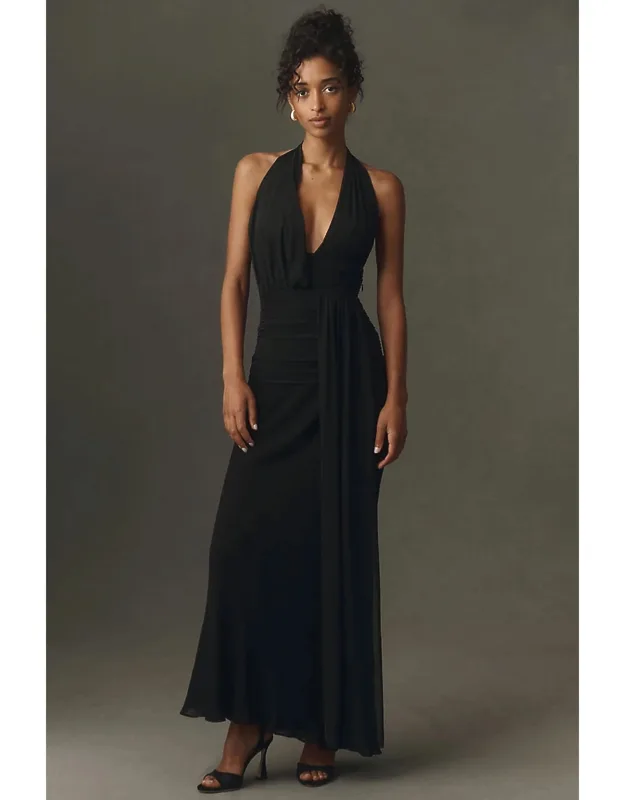 Cassis Drape Maxi Dress
