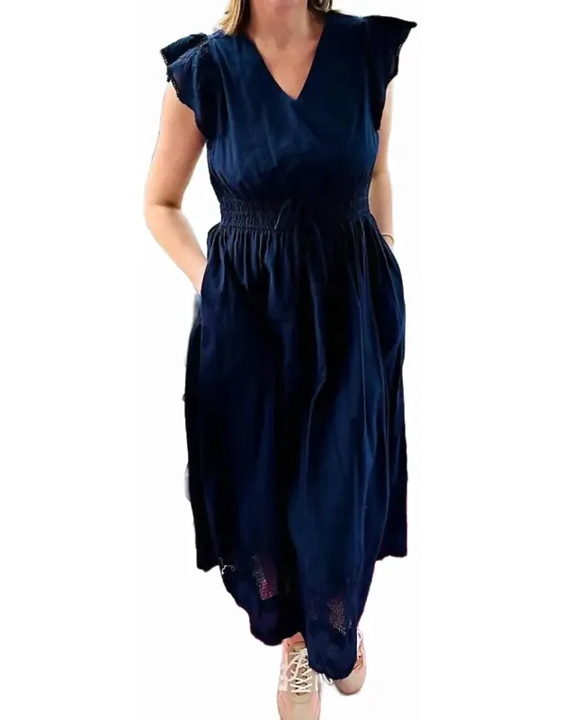 Ruffle Cap Sleeve Maxi Dress