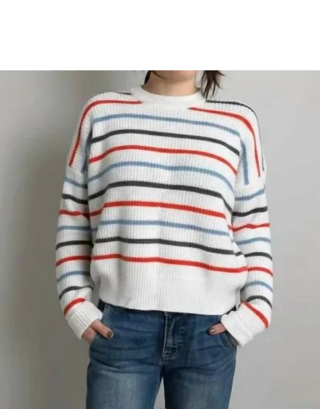 Striped Chunky Cropped Crewneck Sweater