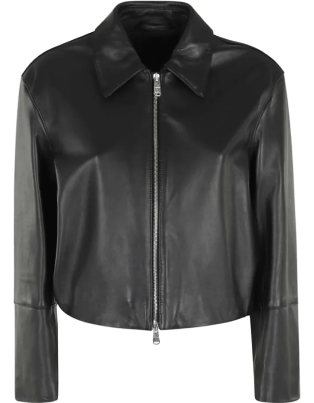 Regular Cropped Double-slider Nappa Leather Jacket