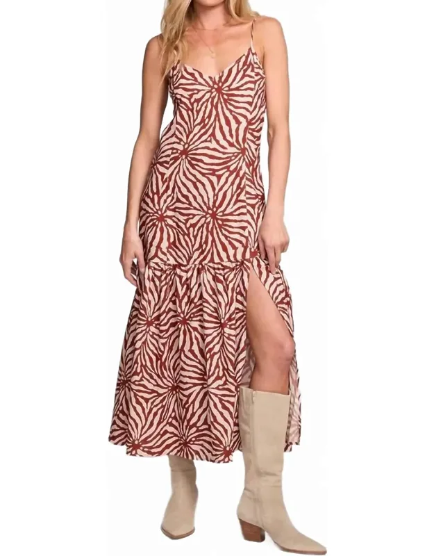 Marcela Midi Dress With Spaghetti Straps And Side Slit