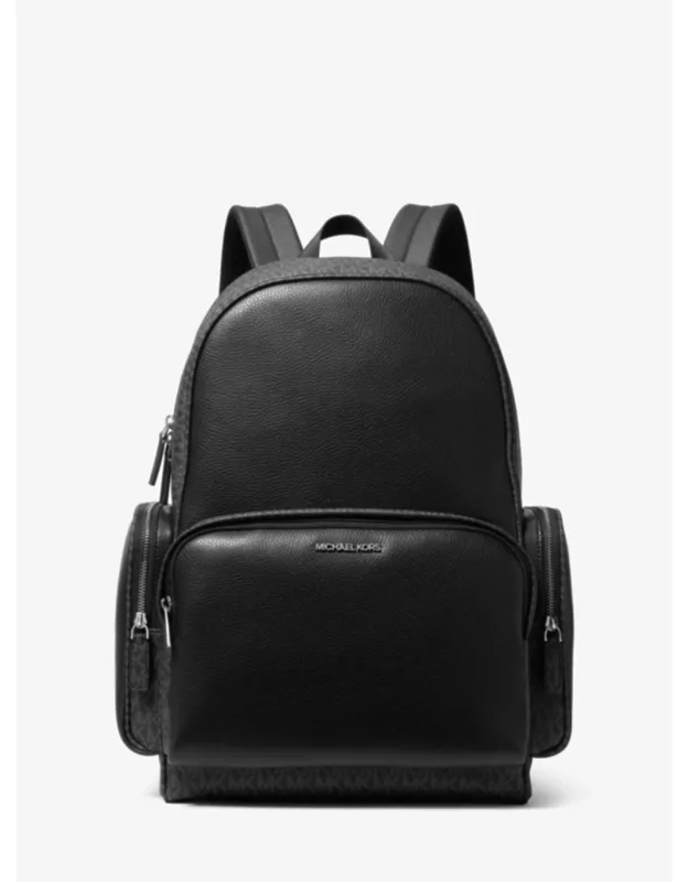 Leather And Signature Logo Backpack