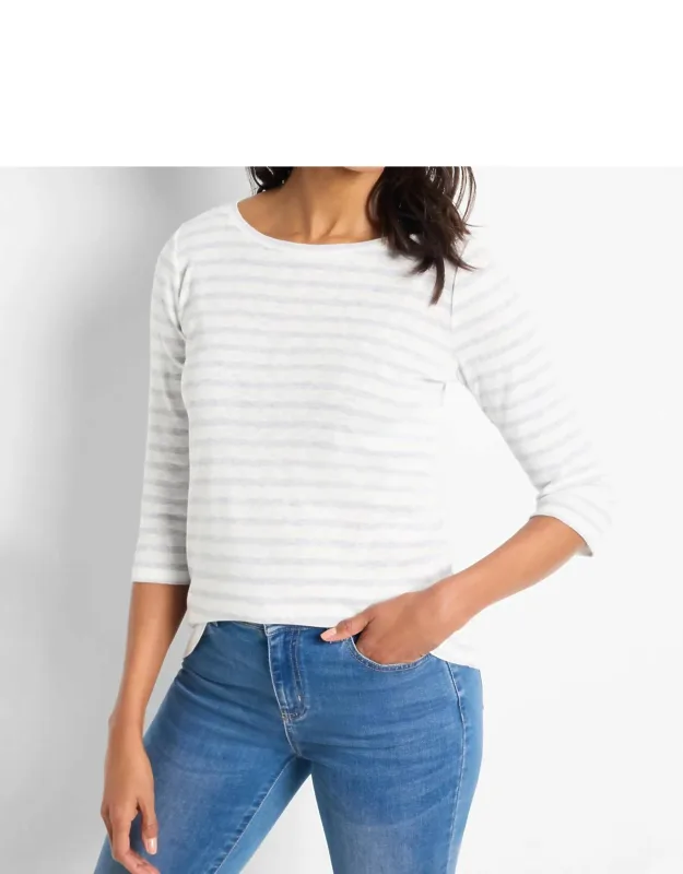 3/4 Sleeve Stripe Boat Tee
