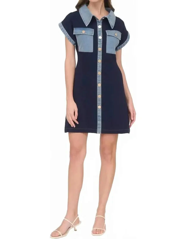 Knit Denim Mini Dress