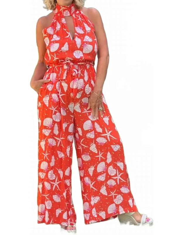 Bright Shell Print Jumpsuit