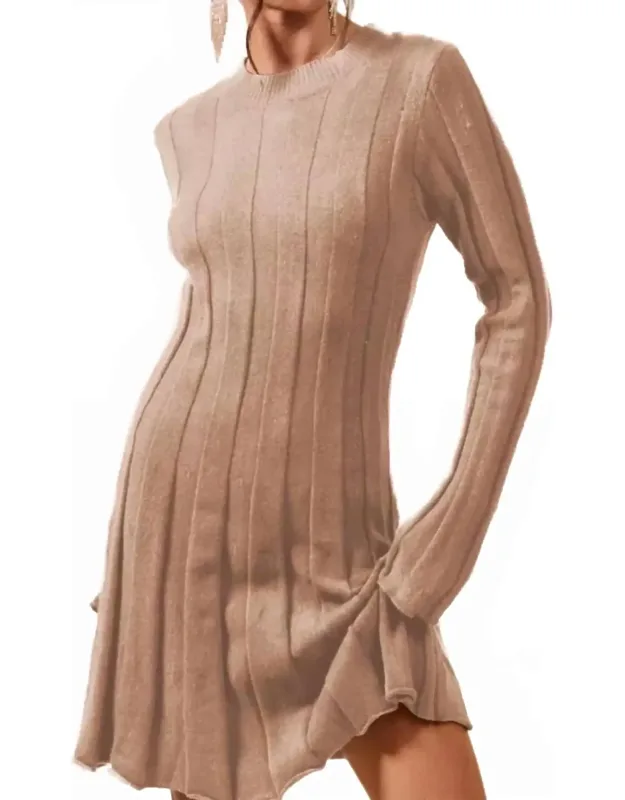 Ribbed Knit Long Sleeve Sweater Dress