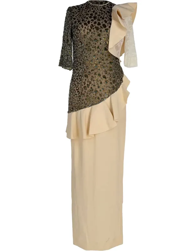 Leopard Patterned Ruffled Maxi Dress