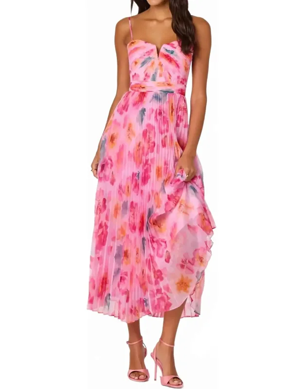 Bayley Midi Dress With Adjustable Spaghetti Straps And Sweetheart Neckline