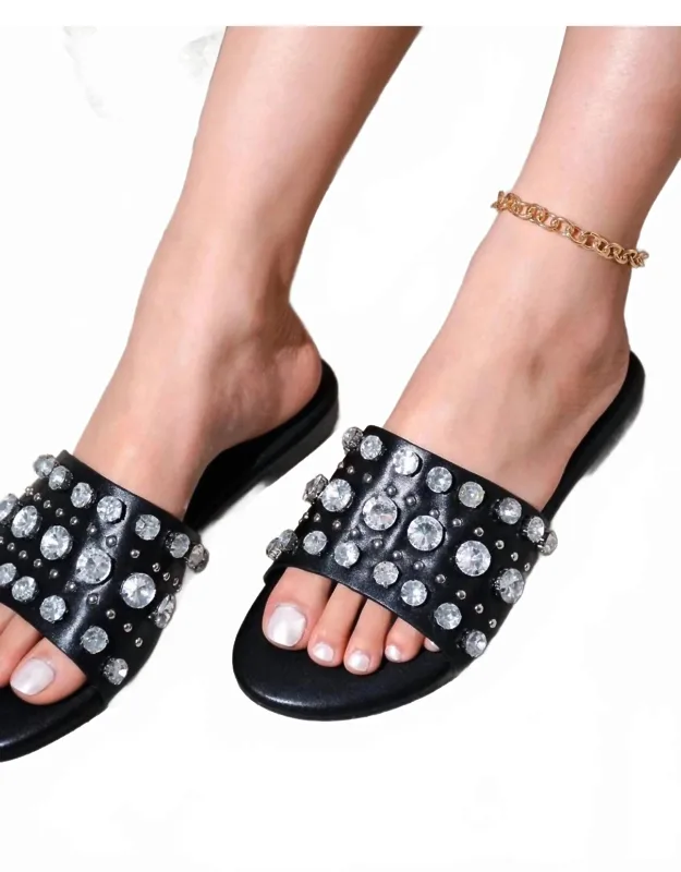 Rhinestone Studded Flat Sandals