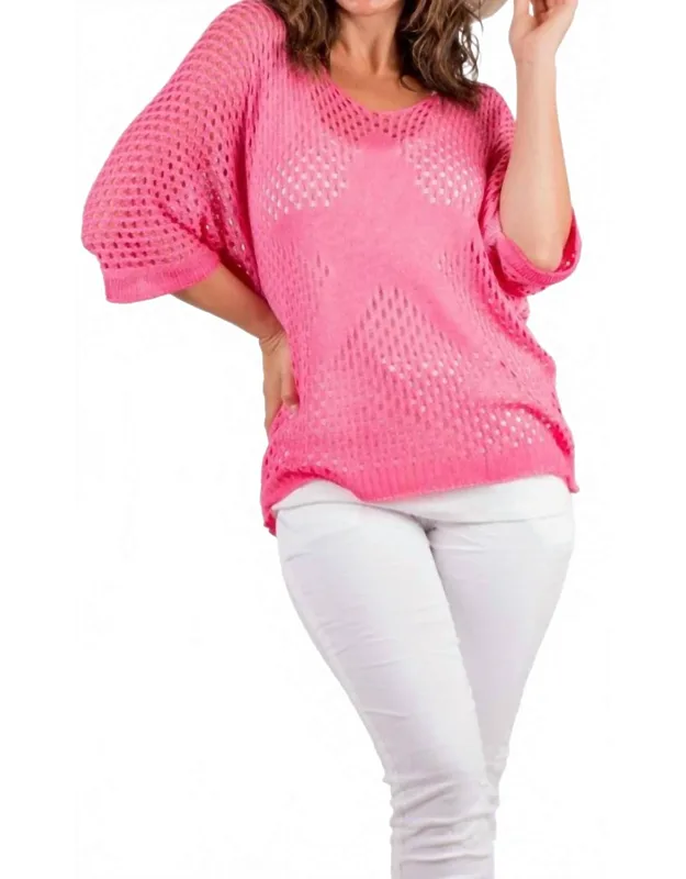 Star Knit Mesh Sweater