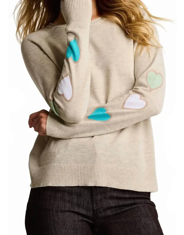 Heart Sleeve Crew Pullover