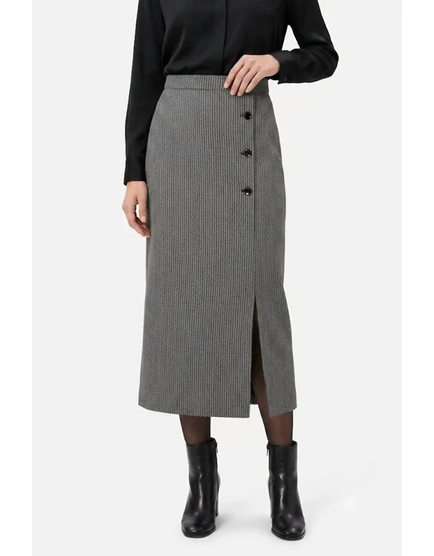 Wool And Silk Skirt In Geometric Pattern