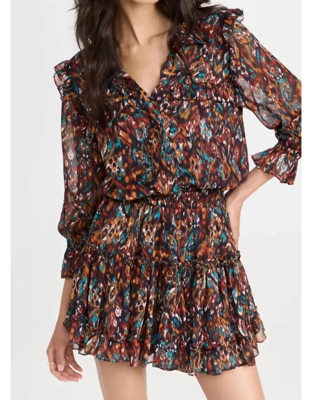 Vittoria Dress In Peacock Abstract