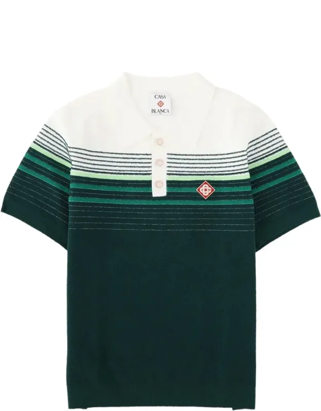 Bouclé Striped Detailing Cotton-blend Polo Shirt