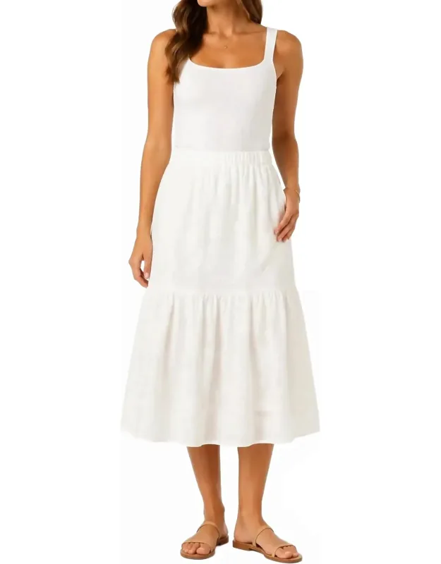 Palm Embroidered Midi Skirt