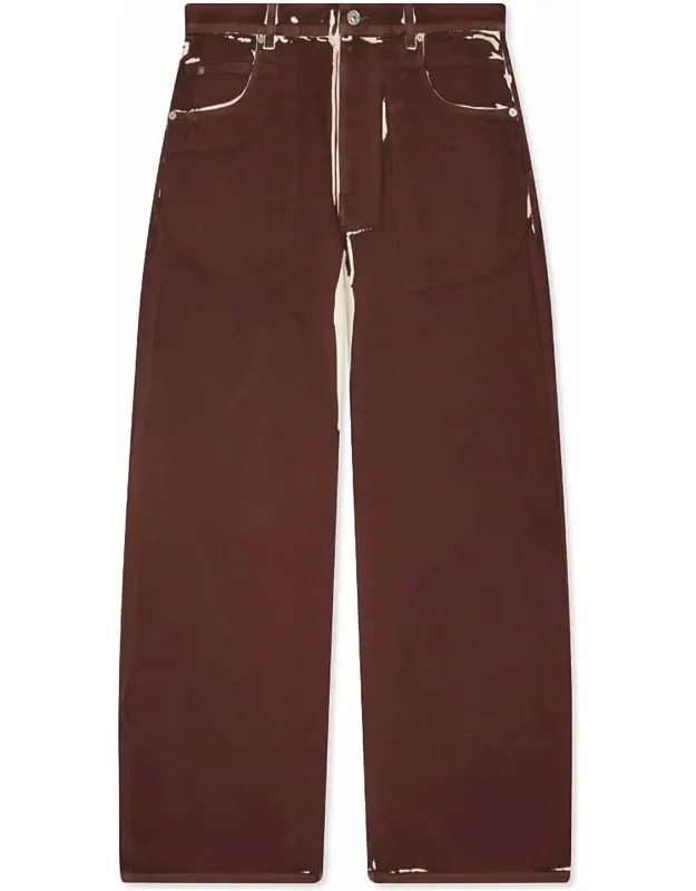 Screen Printed Denim Wide Leg Pants