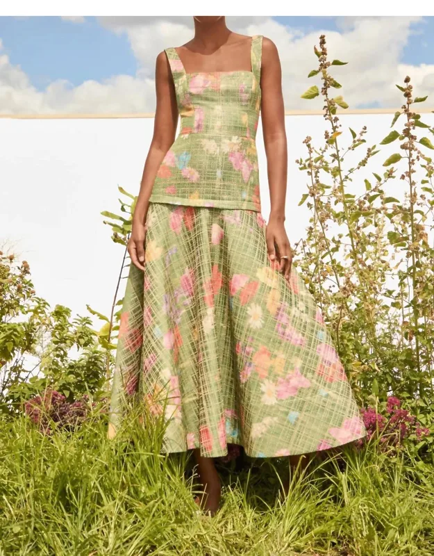 Floral Raffia Square Neck Dress