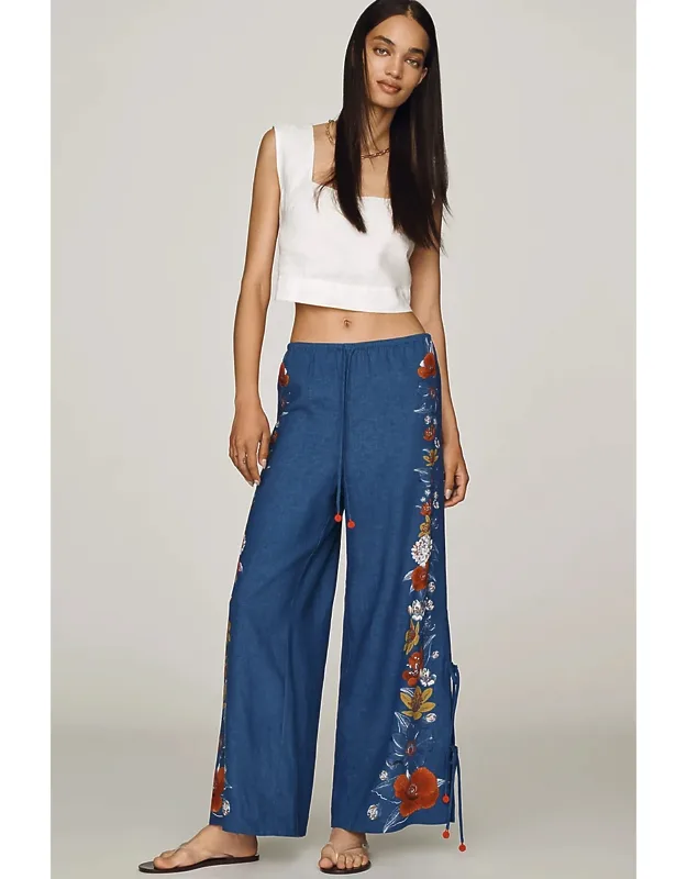 Floral Wide-leg Pants