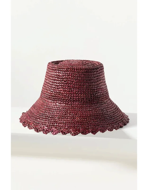 Scalloped Straw Bucket Hat