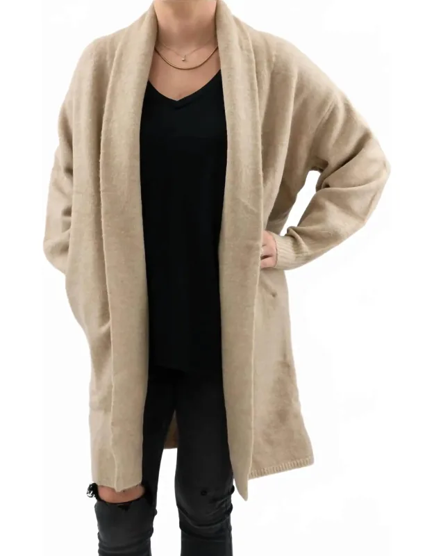Long Foldover Collar Cardigan