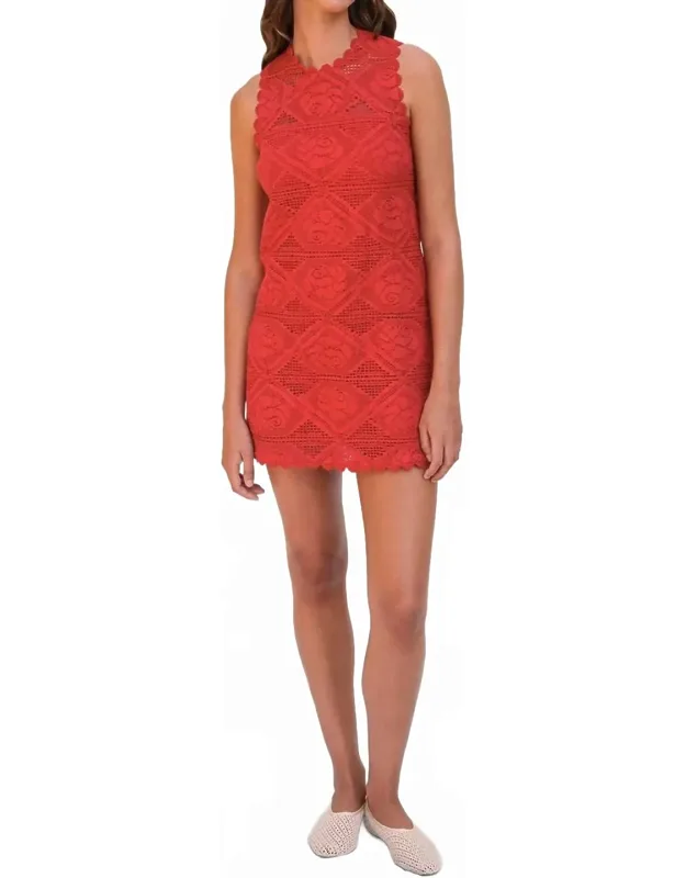 Linear Rose Crochet Mini Dress