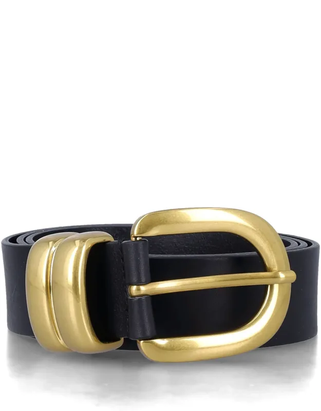 Zoira Gold Curved Buckle Leather Belt