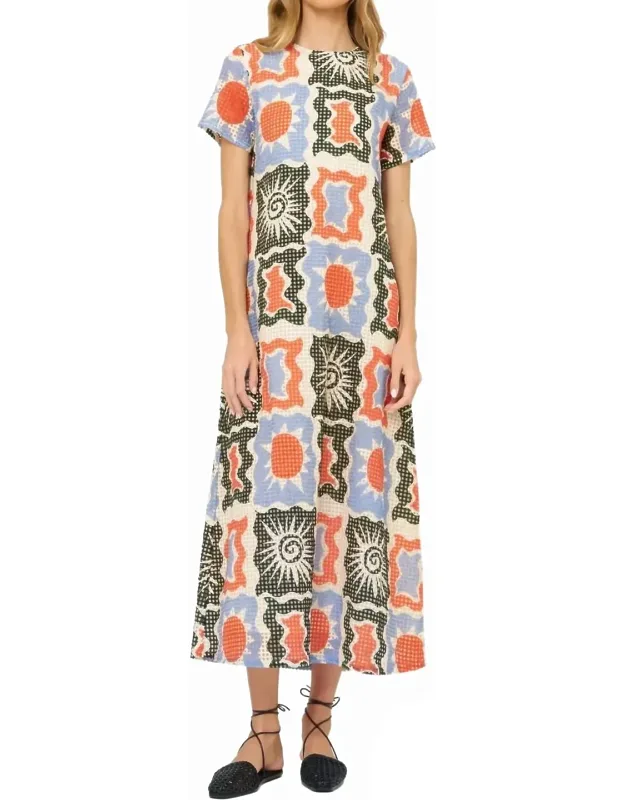 Short Sleeve Shift Maxi Dress