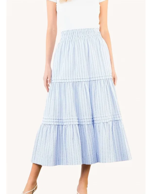 Smocked Waist Tiered Long Skirt