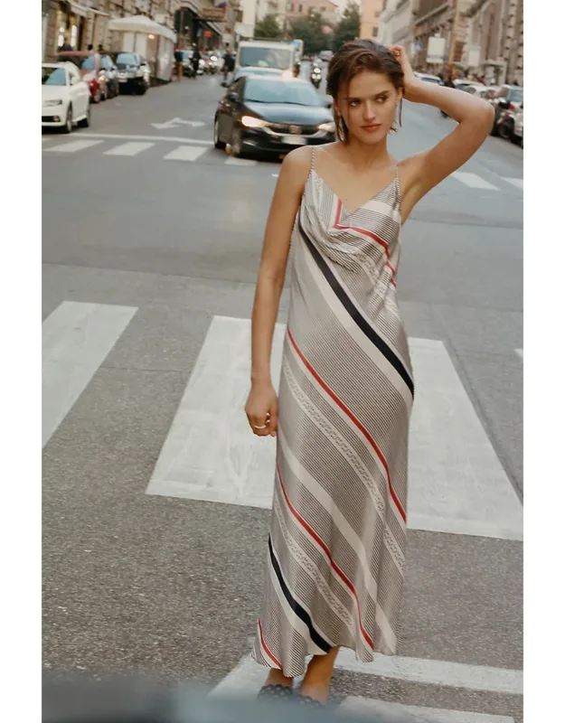 Cowl-neck Slip Midi Dress